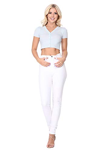 YEMAK Women's Cropped Bolero Cardigan – Short Sleeve V-Neck Basic Classic Casual Button Down Knit Soft Sweater Knitted Top