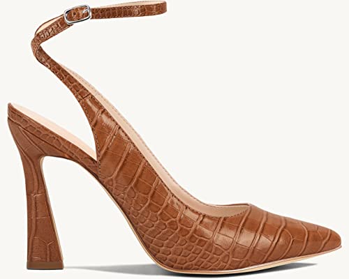 Womens Closed Toe Ankle Strap Heels Pointed Toe Pumps Shoes Slingback High Heel Wedding Dress Shoes Secondary image