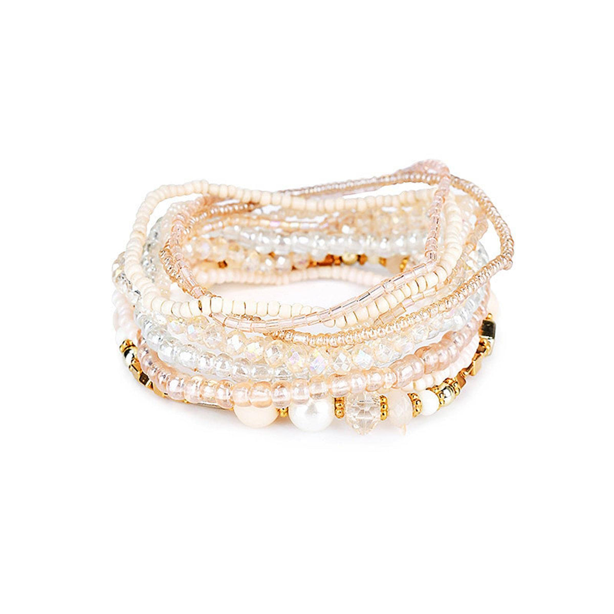 Fuqimanman2020 Bohemian Crystal Beaded Stackable Bracelets Handmade Colorful Crystal Pearl Seed Beads Bracelets for Women Jewelry