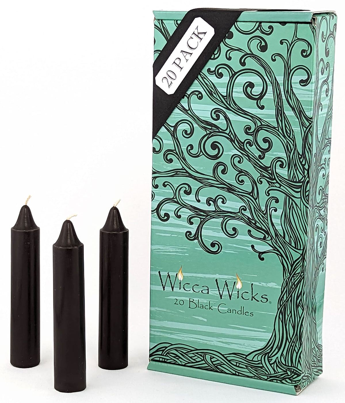 20 Black Candles | 4 inches Tall & 3/4 inch Diameter | Witchcraft Supplies for Your Personal Wiccan Altar, Spells, Charms & Rituals | Witchy Room Decor | Taper Candlesticks (Black)