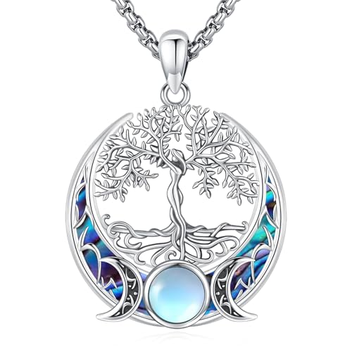 Sterling Silver Pentagram Necklace Triple Moon Main image