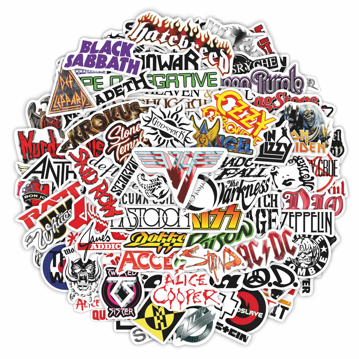 100Pcs Classic Rock Stickers — Rockabilly Guitar & Music Emblems