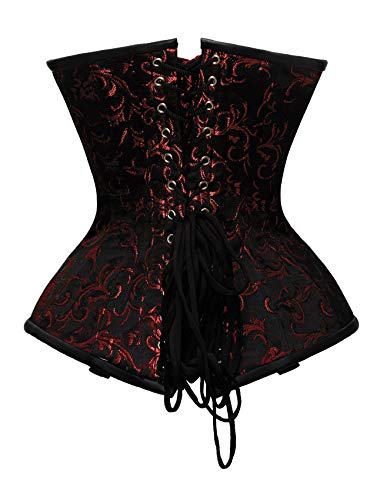 Double Steel Boned Brocade Faux Leather Underbust Corset
