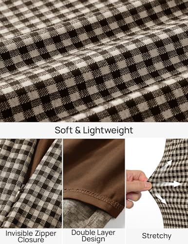 ZESICA Plaid Mini Skirt for Women Fall High Waist Bodycon Skort