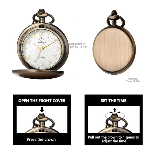 Smooth Bronze Pocket Watches for Men Quartz Arabic Digital Dial, Class