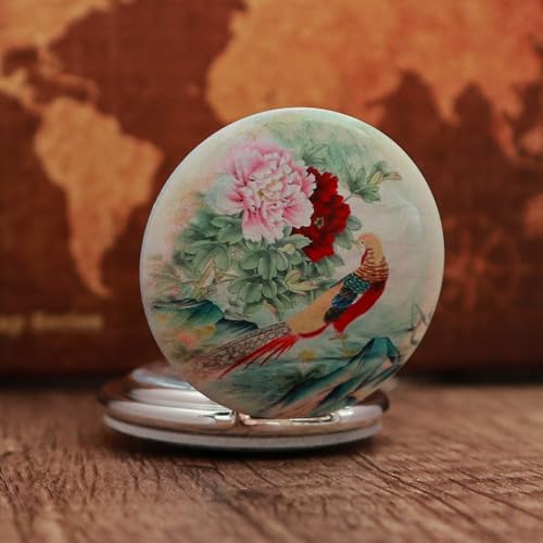 Vintage Floral Bird Manual Mechanical Pocket Watch for Men & Women - E