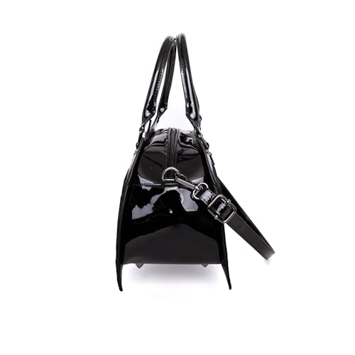 Bat Shaped Damask Handbag with Metal Embellishments