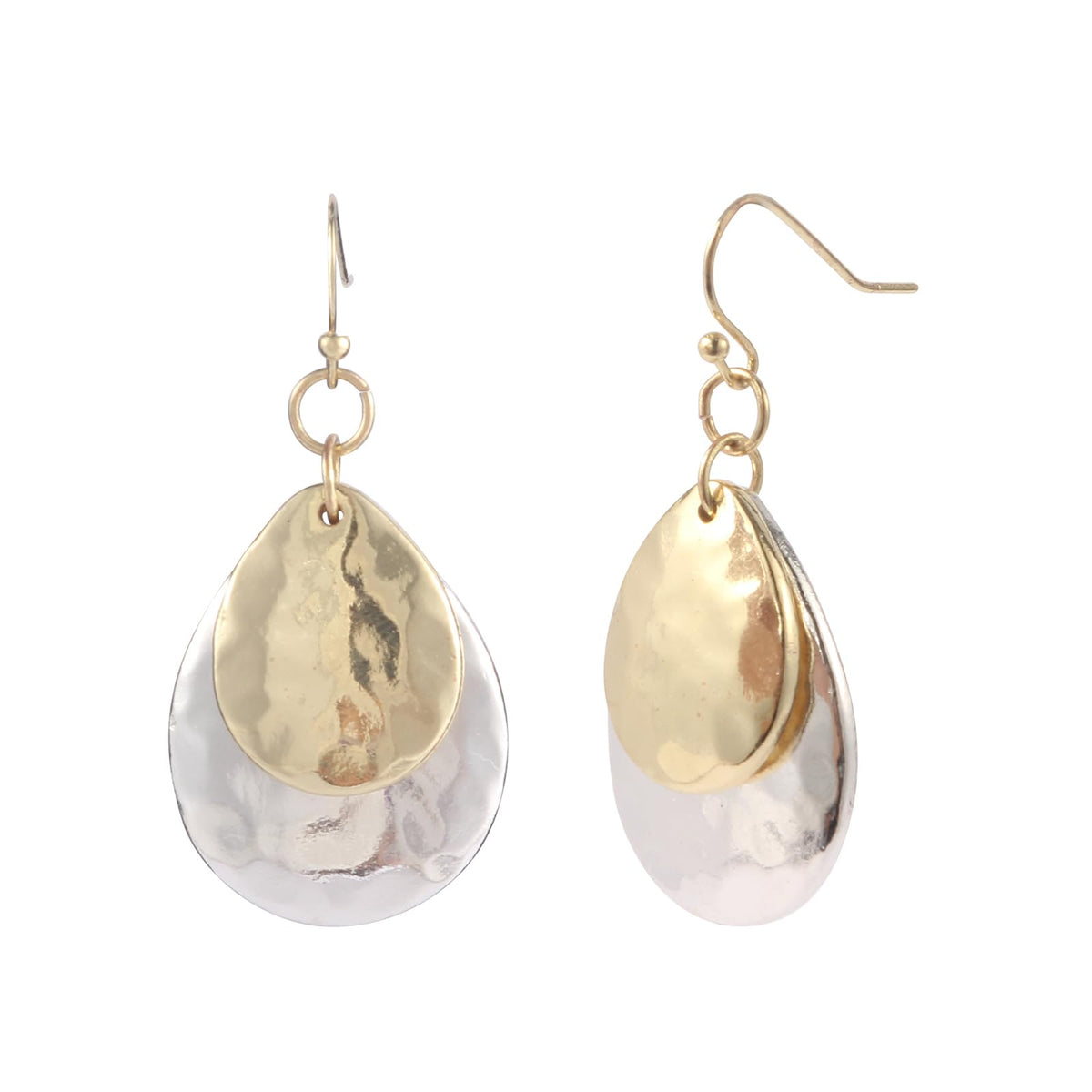 Mixed Metal Two-Tone Concave Disc Earrings