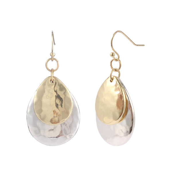 Mixed Metal Two-Tone Concave Disc Earrings