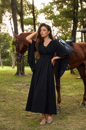 Scarlet Darkness Renaissance Costume Women Pirate Medieval Maxi Dress
