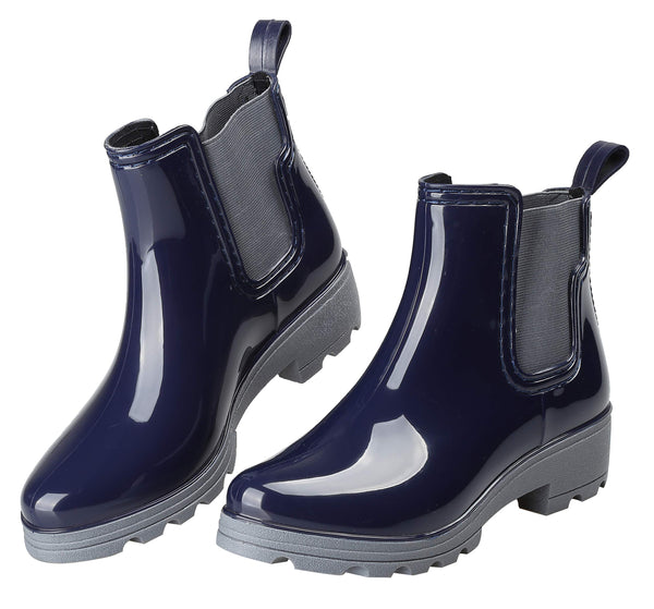Women's Short Rain Boots Waterproof Slip On Ankle Chelsea