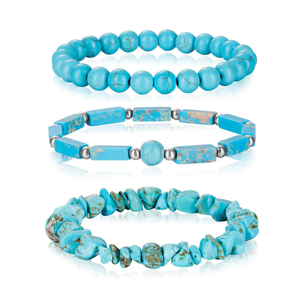 3Pcs Natural Stone Bracelets for Women 8mm Crystal Beaded Bracelets Handmade Stretch Bracelet Healing Crystal Jewelry for Women