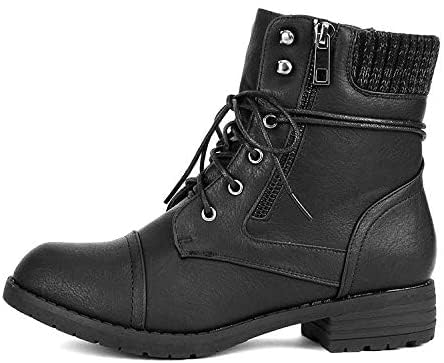 DREAM PAIRS Women's Lace Up Combat boots Ankle Booties