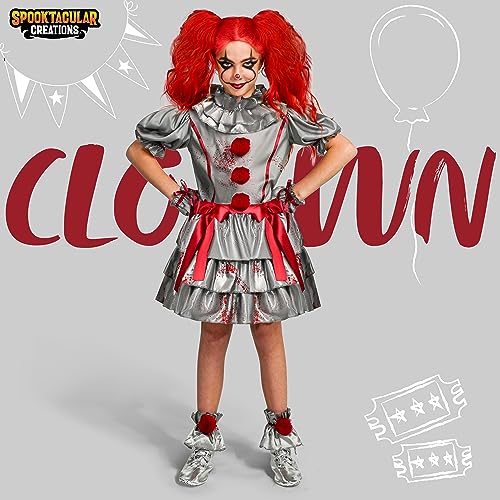 Spooktacular Creations Girls Clown Costume, Evil Clown Dress, Halloween Scary Jester Costume for Girls Halloween Secondary image