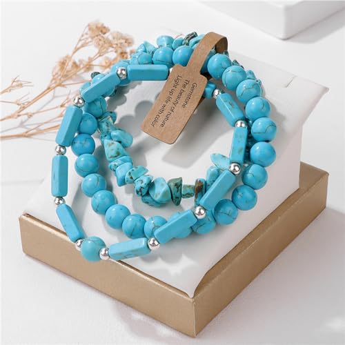 3Pcs Natural Stone Bracelets for Women 8mm Crystal Beaded Bracelets Handmade Stretch Bracelet Healing Crystal Jewelry for Women