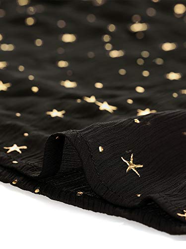 Allegra K Women Metallic Star Choker V Neck Party Flared A-Line Dress