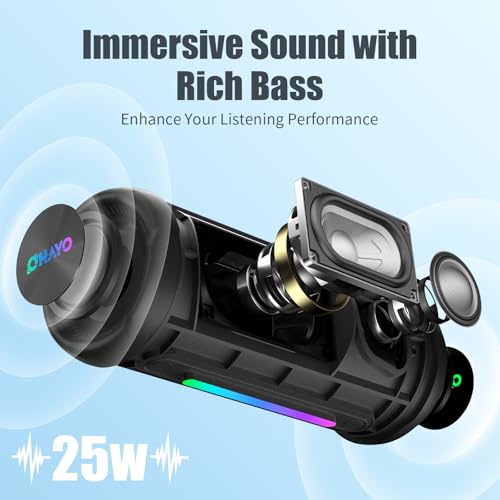 25W Outdoor Bluetooth Speaker – IPX7, Colorful Lights, 24H