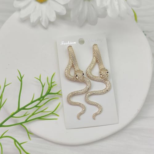 Vintage Goth Snake Earrings - Gold & Silver Snake Statement Jewelry for Women's Halloween