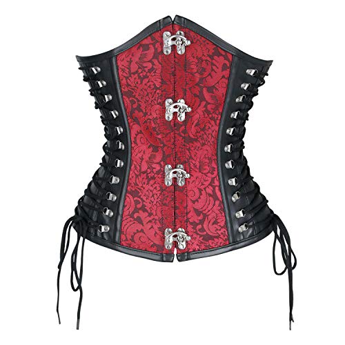 Steampunk PU Leather Spiral Steel Bone Underbust Corset