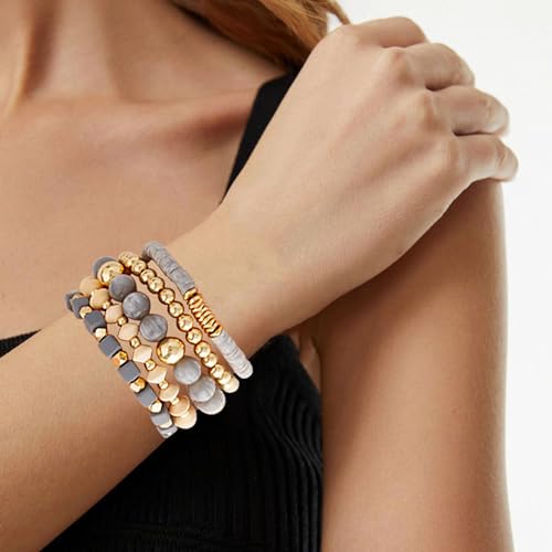 Boho Beaded Stretch Bracelets For Women Stackable Handmade Jewelry