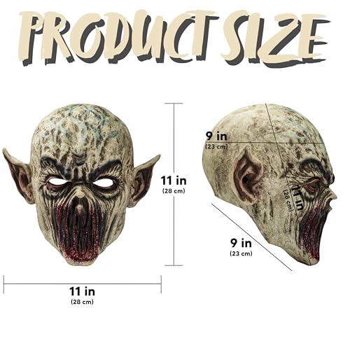 Spooktacular Creations Scary Halloween Zombie Mask, Full Head Horror Alien Ghost Devil Face Mask, Creepy Latex Monster Cap Masks for Adult Cosplay Halloween Costume Accessory, Party Dress Up
