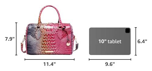 Crocodile-Embossed Top-Handle Shoulder Purse