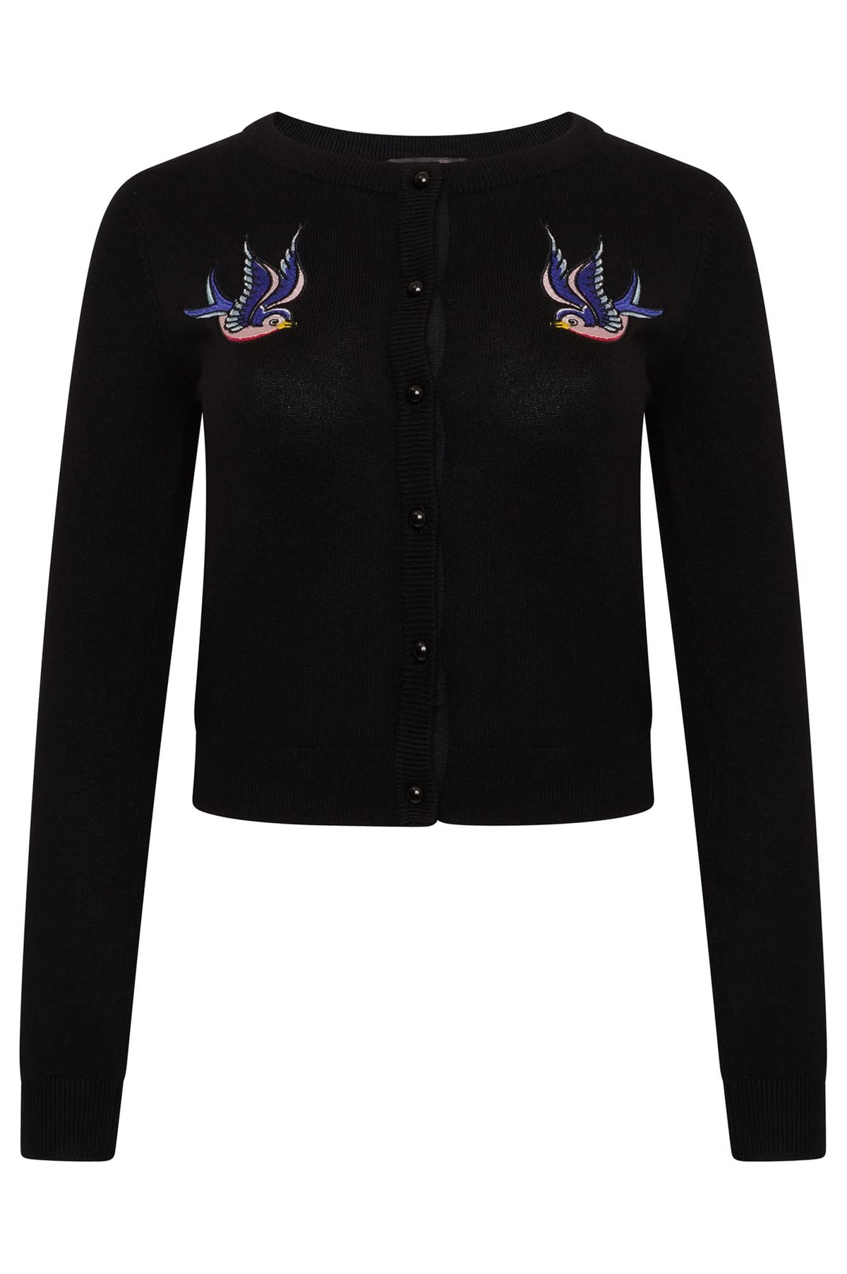 Ro Rox Swallows Cardigan Rockabilly Retro Vintage Bird Embroidery Knit Knitted