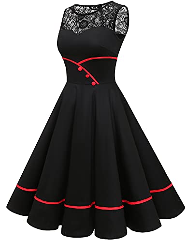 Floral Vintage Swing Dress - Sleeveless - 1950s Rockabilly Pin-Up Style