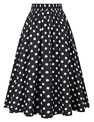Belle Poque Women's Midi Pleated A-Line Skirts Pockets