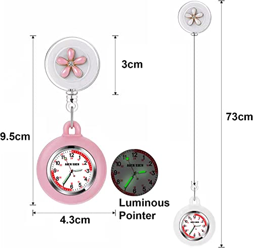 3X Retractable Nurse Watch for Nurses Doctors, Clip-on Hanging Lapel N