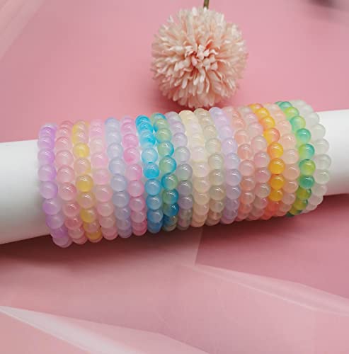 SAMOCO 18Pcs 8mm Glass Beaded Stretch Bracelets for Women