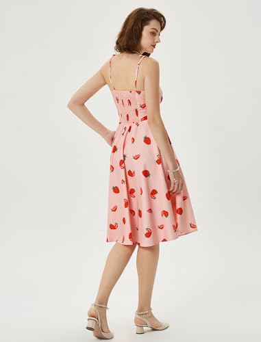 Summer Dress Spaghetti Strap Flowy Midi Beach Sundress Wedding Guest Cocktail Dress