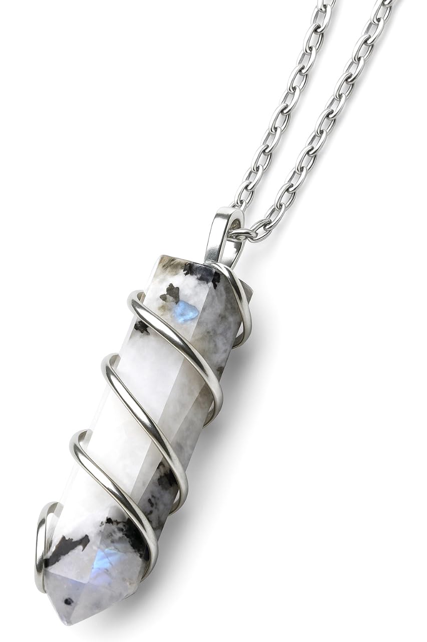 Rainbow Moonstone Healing Crystal Necklace