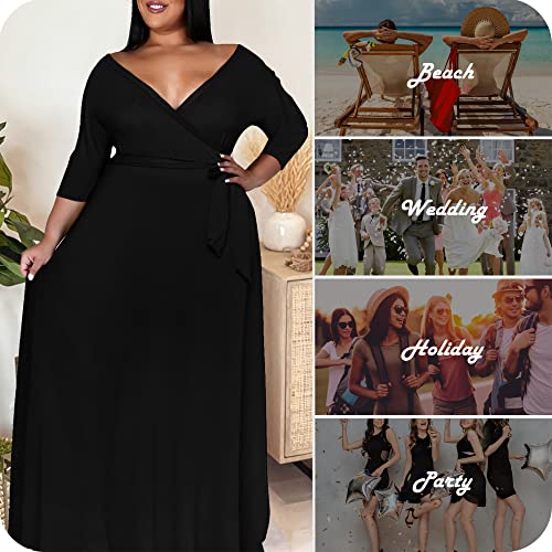 Nmoder Plus Size Maxi Dresses for Curvy Women -Summer Casual Long Fit Dress