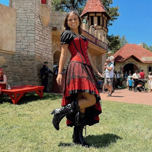 LanreyTaley Women Sweet Bow Boots Mid Heels Lace Up Victorian boots Mid Calf Kawaii Boot