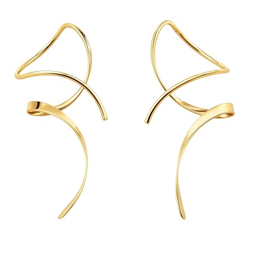 Hand-Bent Spiral Threader Dangle Earrings