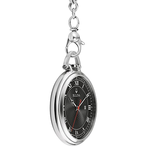 Bulova Classic Pocket Watch 3-Hand Date Quartz Stainless Steel, Black