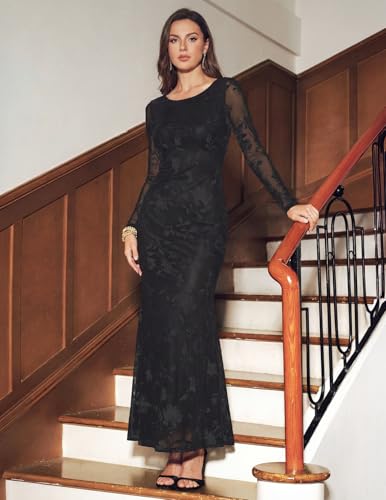 MEROKEETY Womens Fall Velvet Formal Wedding Guest Maxi Dress