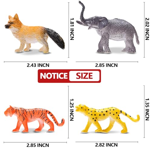 54 Piece Mini Wild Animal Figures for Kids, Plastic Small Zoo Toy Set