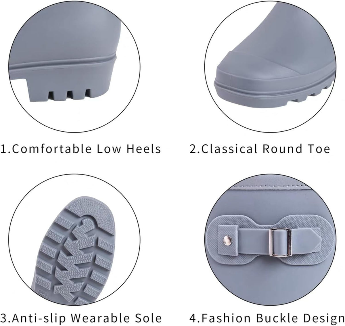 Women's Mid Calf Rain Boots Waterproof Fashion Shoes