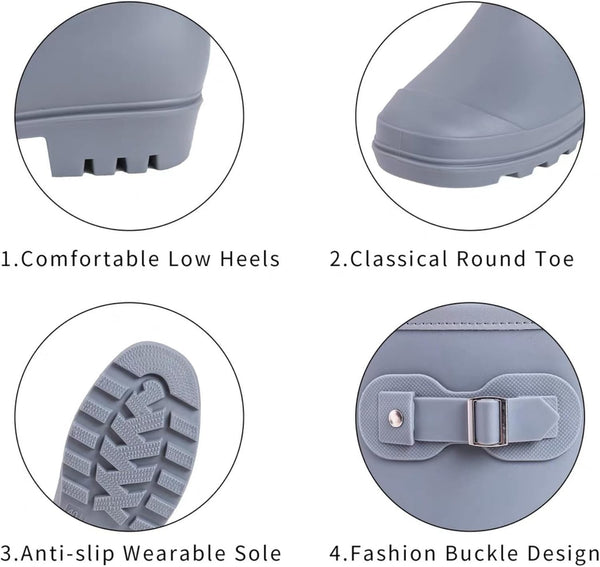 Women's Mid Calf Rain Boots Waterproof Fashion Shoes