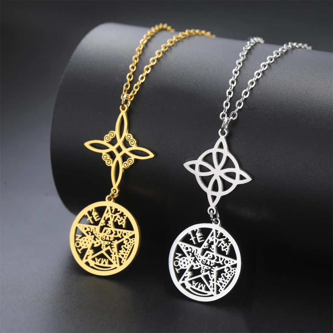 Stainless Steel Pentagram Necklace Tetragrammaton Main image