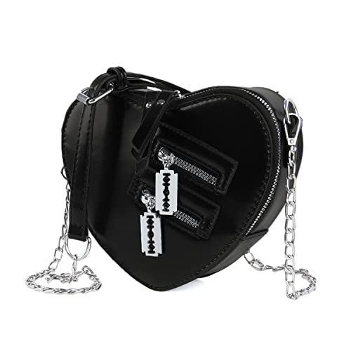 Heart-Shaped Gothic Chain Crossbody Purse