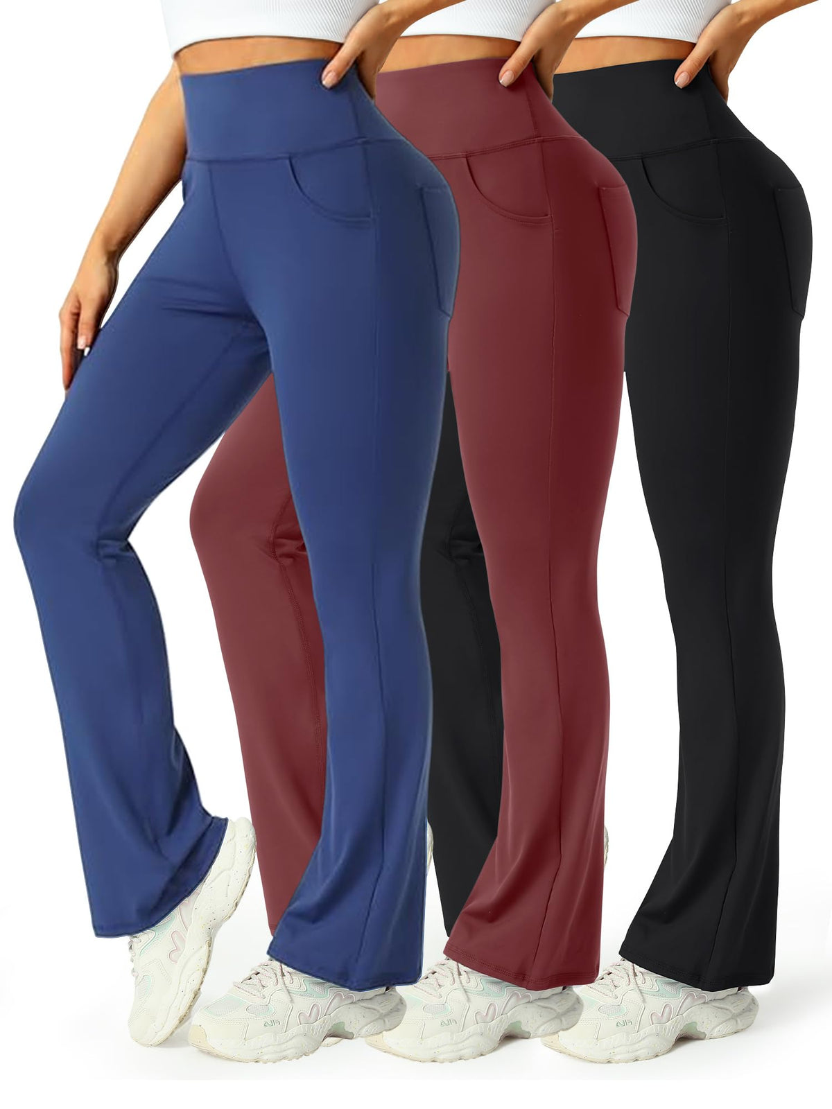 3 Packs Womens High Waist Flare Pants-flare Yoga Pants，yoga Pants