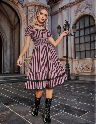 Scarlet Darkness Womens Gothic Pirate Corset A Line Midi Dress with Pockets
