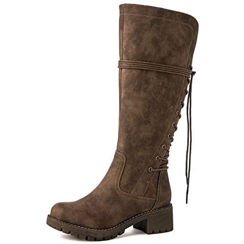 GLOBALWIN Women's Lace Up Back Knee High Fashion Boots