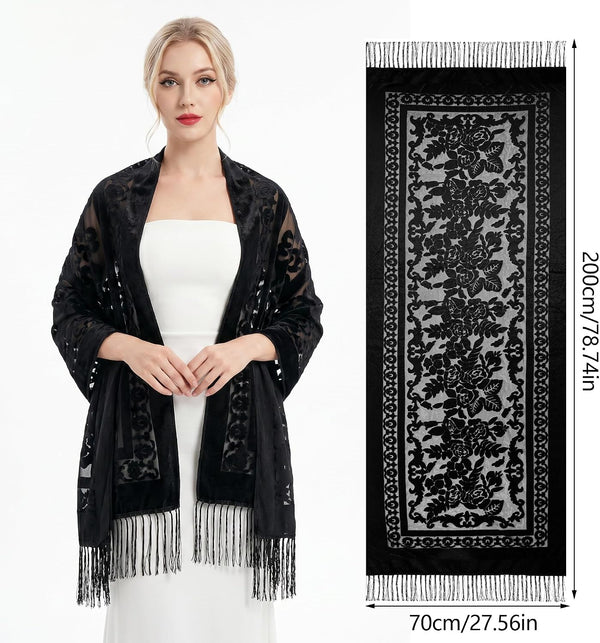 Sucrain Women Velvet Shawl and Wrap for Evening Dresses Wedding Soft Sheer Rose Scarf Shawl for Dress Accessories Winter