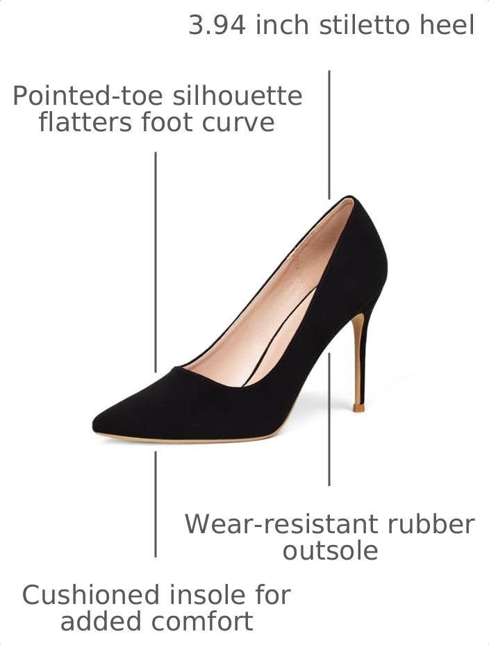 GENSHUO Women's Closed Toe Stiletto High Heels Dress 4 Inch Heeled Pointed Toe Party Homecoming Wedding Pump Shoes