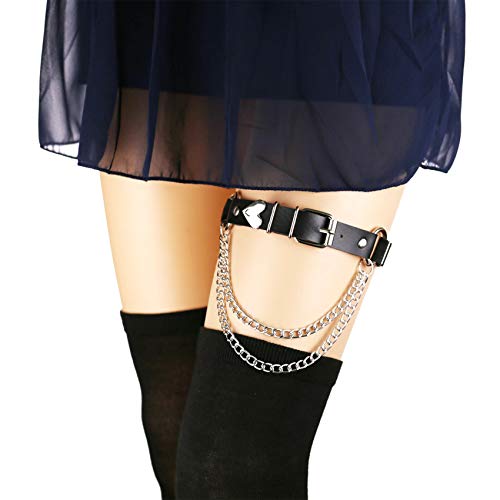 Adjustable Leg Garter with Chains, Elastic Punk Thigh Garters for Women, 1 Pair
