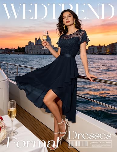 Wedtrend Women's Formal Wedding Guest Dress Ruffle Bridesmaid Dress Flutter Sleeve Prom Dresses for Teens